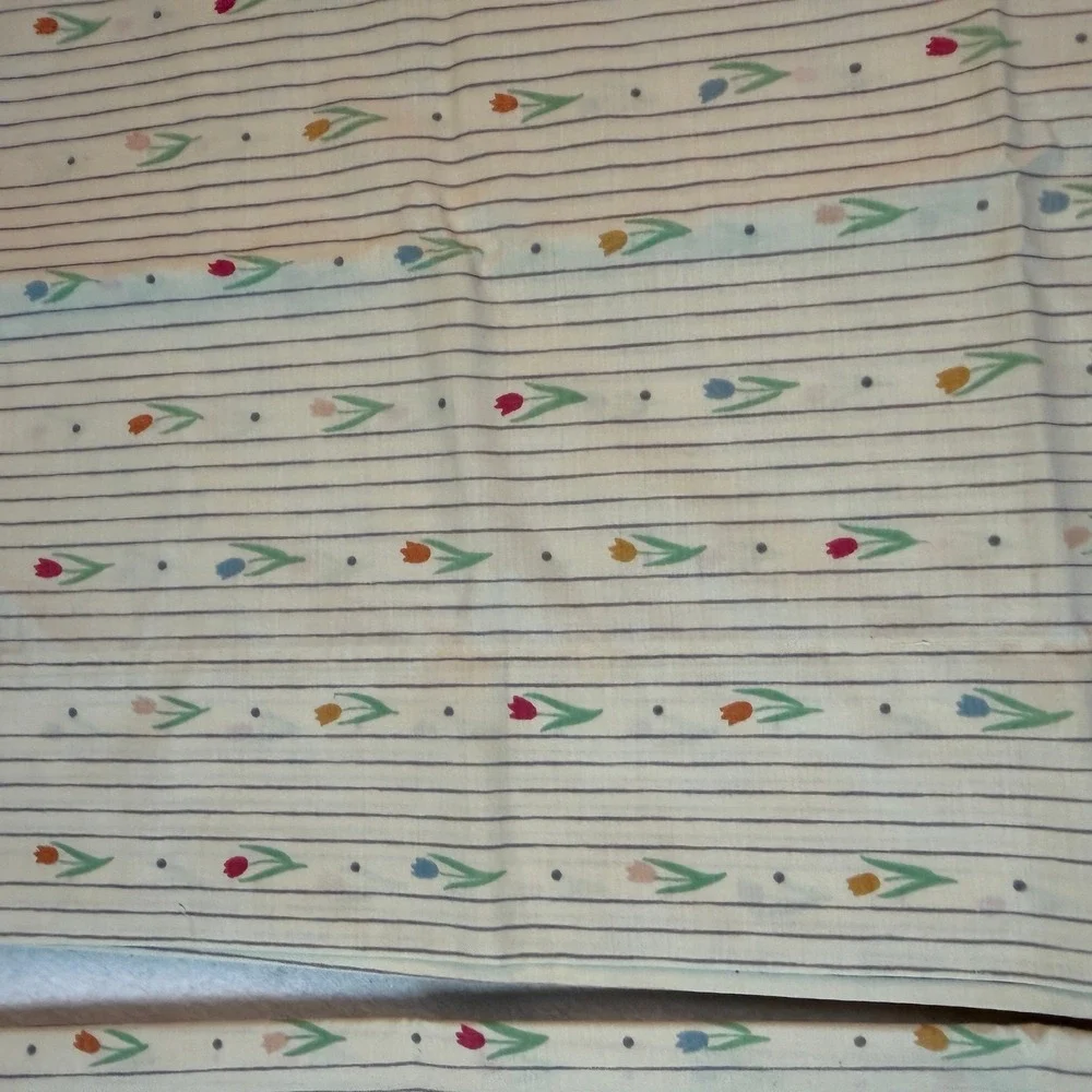 Vintage Mid Century Tulip Floral 3 Pc Pillowcase + Sham Set Cottagecore Grandma